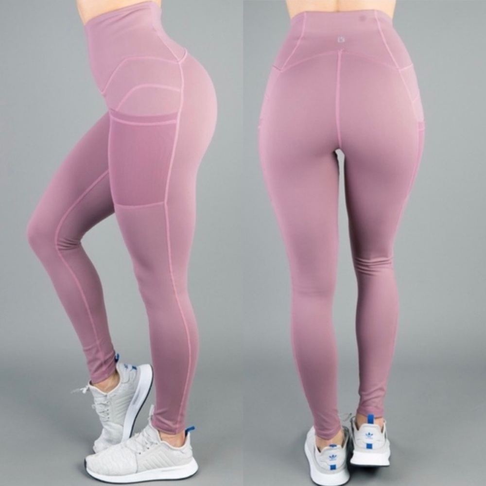 BUFFBUNNY COLLECTION Women's High-Waisted Athena Pink Leggings Size Small